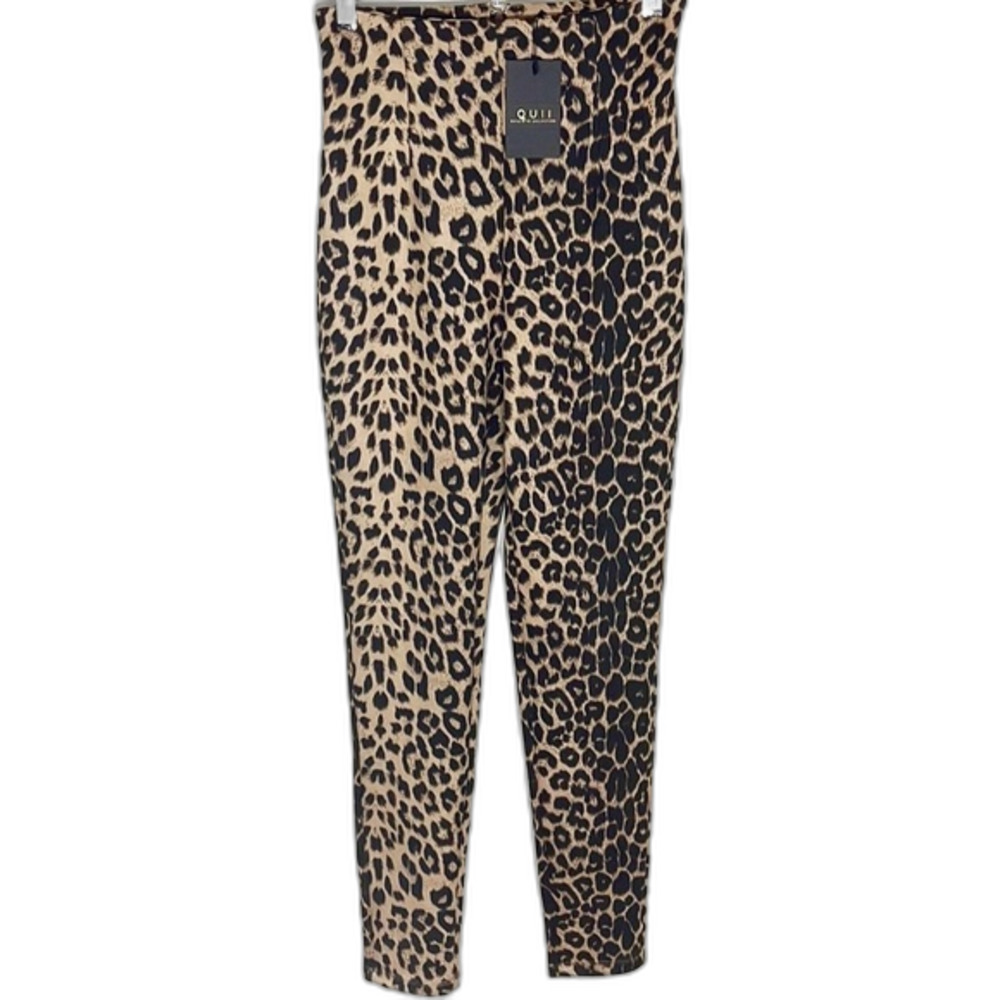 Quii Taupe Cheetah Print Legging Pants Size Small NWT